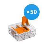Fordelspakke 50x Wago 221-413 Skrueterminal Forbindelsesstykke| 3 Stålwire Tilslutning